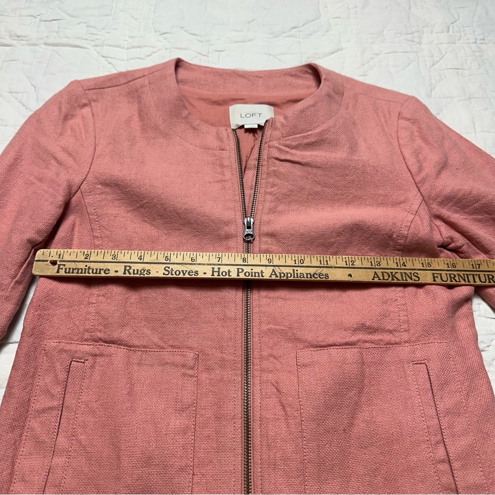 Linen Blend Blazer Jacket | Minimalist Zip Front · LOFT - Picture 5 of 11